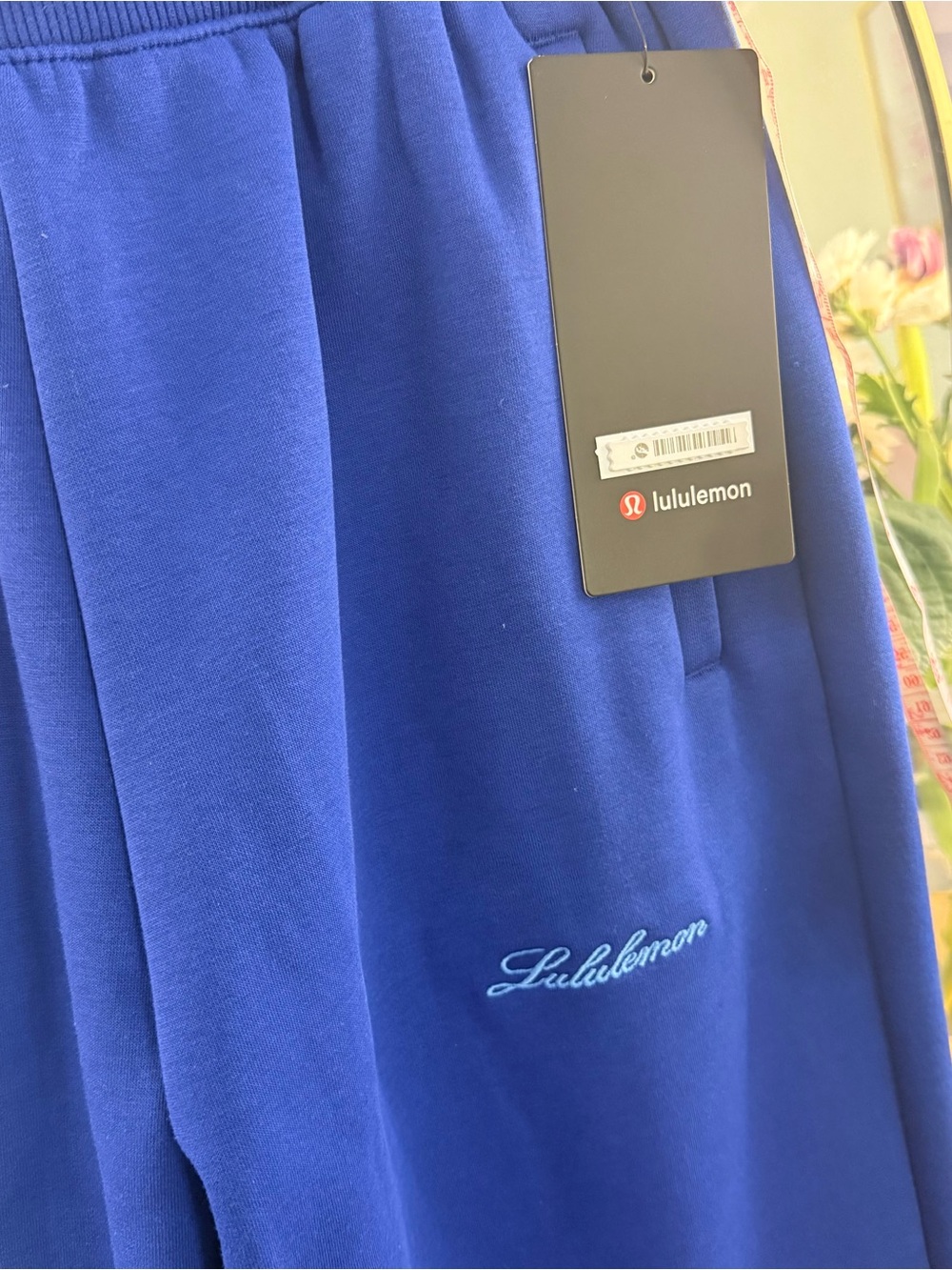 Lululemon MENS Big Cozy Royal Blue Embroidered Sweatpants Size XS NWT